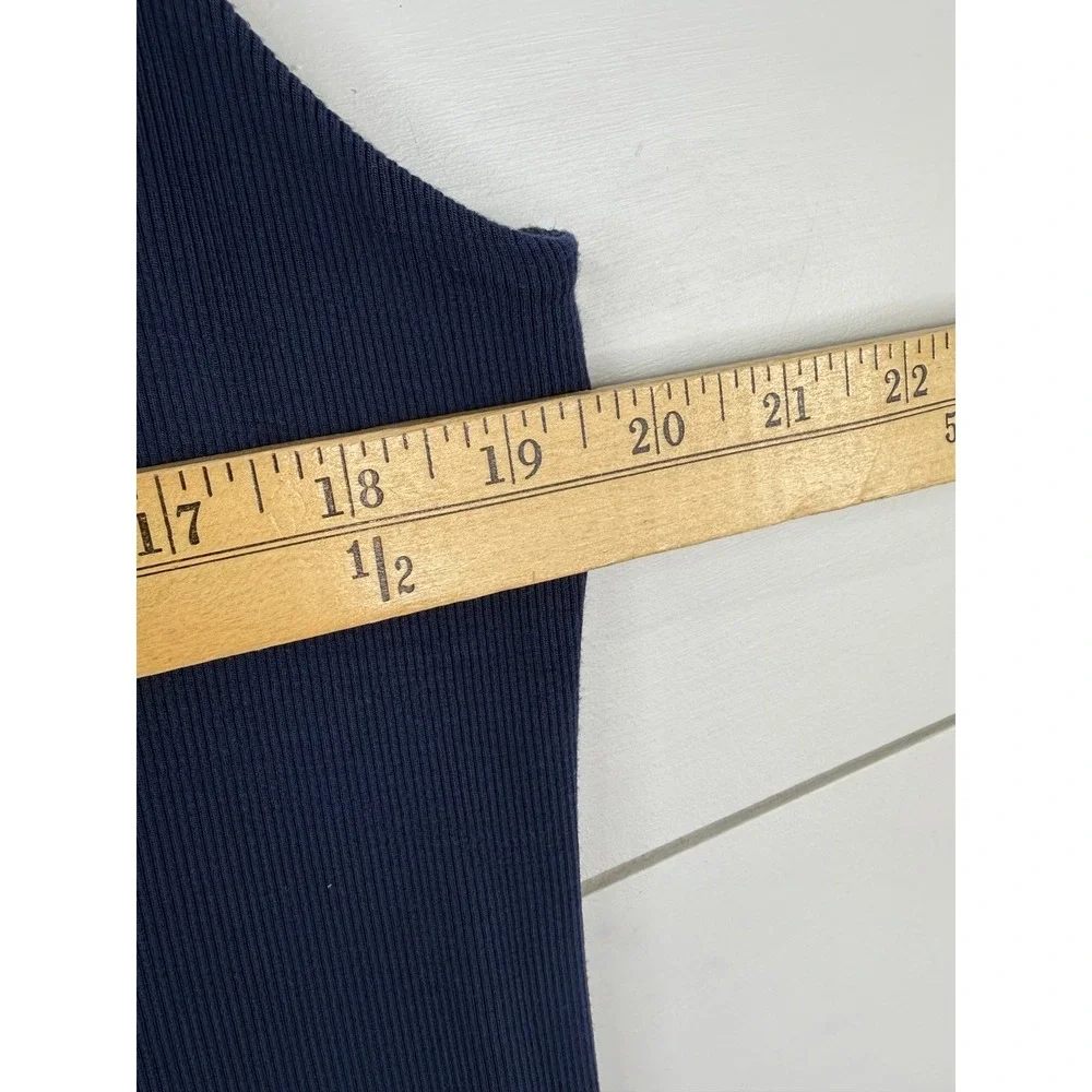 Cozy Earth BAMBOO RIB KNIT Women‎ L V-NECK TANK LOUNGE DRESS NAVY COMFORT
